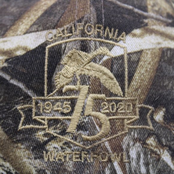 California Water Fowl Association 75yr 1945 2020 Camouflage Snapback Trucker Hat - Picture 2 of 10